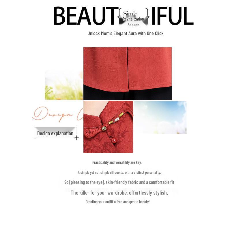 Autumn Mother's Day Chinese Style Two-Piece Shirt Set for Elegant Middle-Aged Women