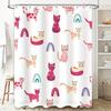 Cute Cat Print Shower Curtain Fabric Decor Pink Rainbow Flowers Pets Cartoon Bathroom Liner Home Accessories 3D Printed Plastic