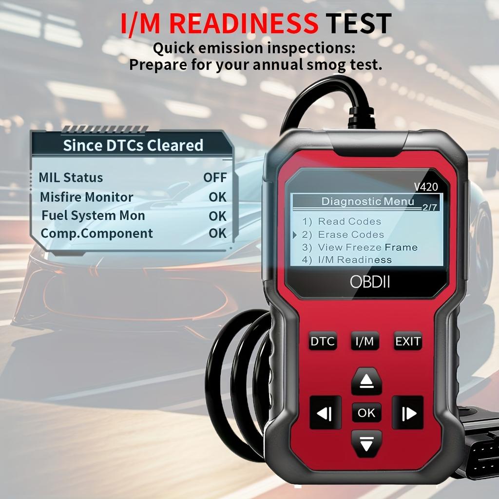 V420 Obd2 Diagnostische Scanner, Uitgebreide Obd2 Foutcodelezer met Resetfunctie, Datastroom, I/M Readiness, Voertuiginformatie en Spanningsmeting,