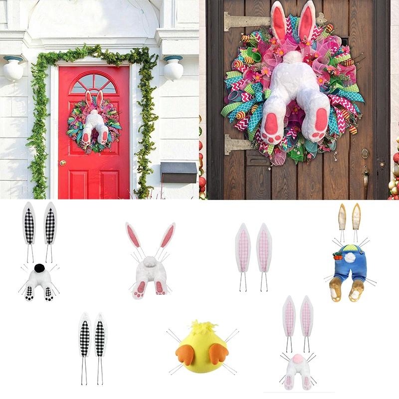 Easter Bunny Wreath Decor For Door Colorful And Durable