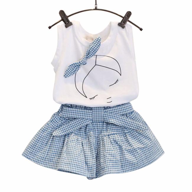 

Kids Girls Cute Bow Girl Pattern Shirt Top Shorts Set Clothing белый