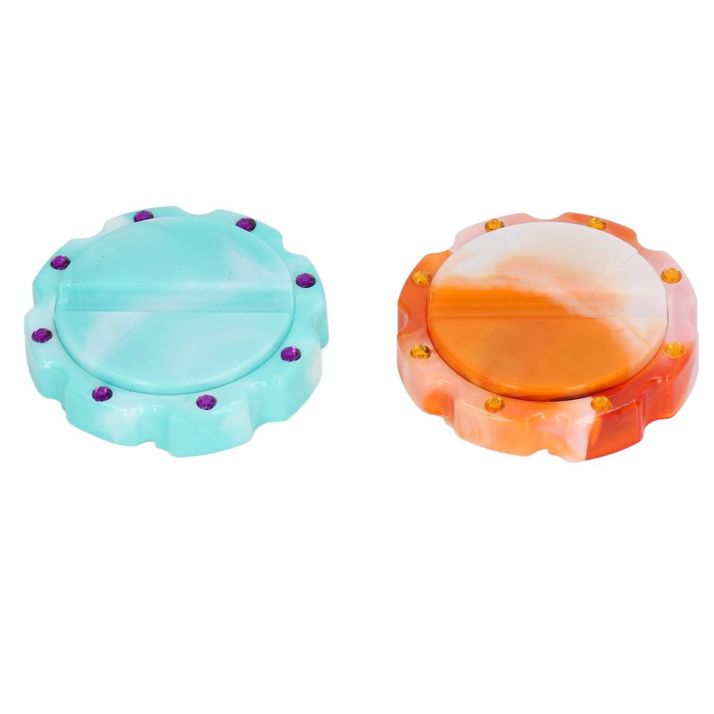 2 Pcs Cyan Yellow Portable Storage Disc Needle Sucker Round Plastic Magnetic Sewing Needle Holder with 32 Needle