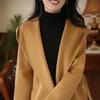 2026 Petite Women's Hooded Double-Sided Wool Coat, Autumn/Winter Mid-Length with Belt