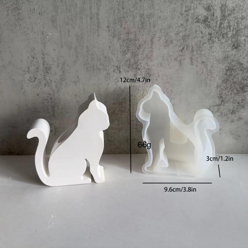 Customized Cat Candle Holder Silicone Mold Resin Decorative Candlestick Mold for Unique Resin Art Soaps and Chocolates