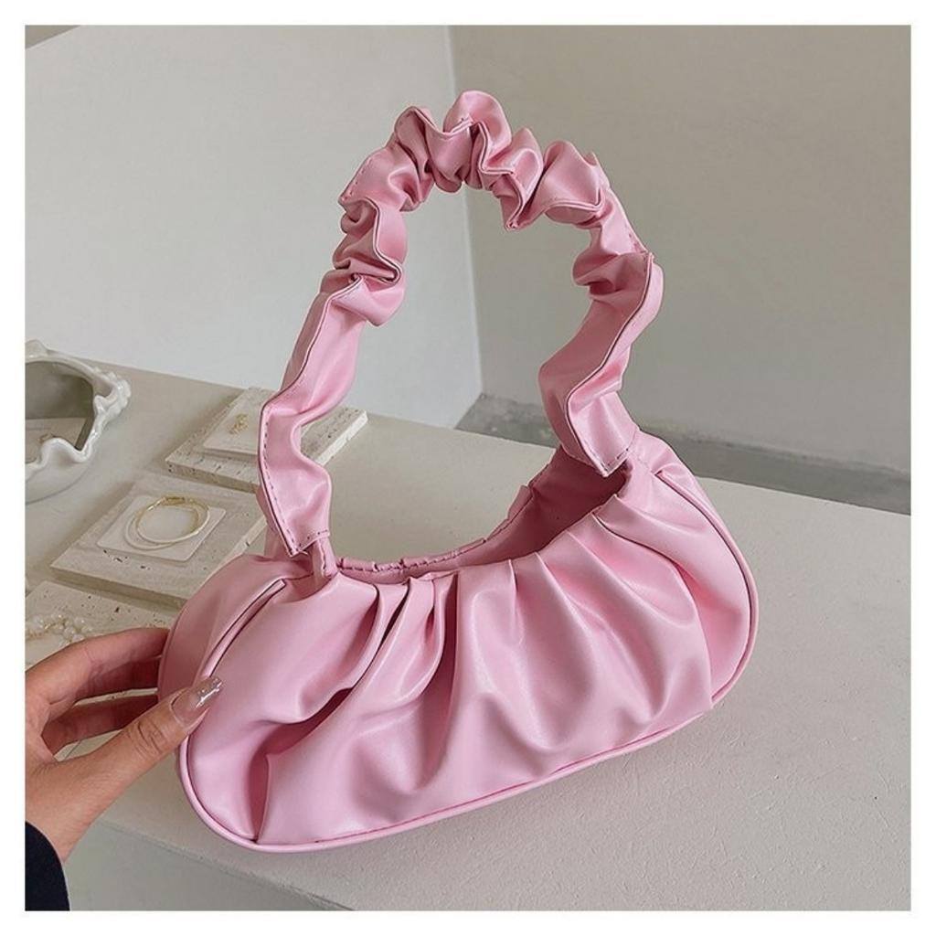Bag Girl, Korean Version One Shoulder Dumpling Bag, French Bag, Fashionable Cloud Bag, Pleated Handbag, Armpit Bag