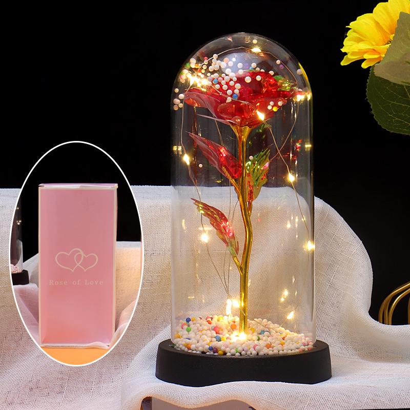 

Colorful Iridescent Rose Glass Dome: Perfect Valentine s, Mother s Day, or Qixi Festival Gift. Glass Dome