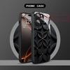 Black artistic flower Tempered Glass Phone Case For iPhone 17 Pro Max 11 12 13 14 15 16 Pro 17Air 16E 7 8 Plus XR XS Max Cover