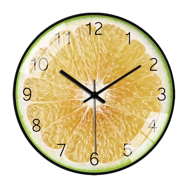 8" Cartoon Fruit Wall Clock: Modern Watermelon, Orange, Kiwi Design