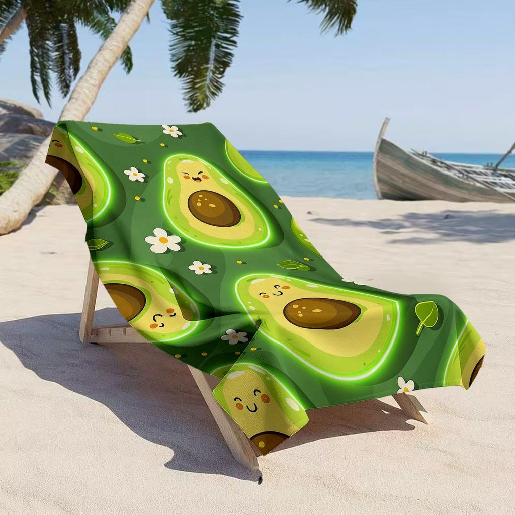 Telo Mare Avocado Oversize, Morbido Microfibra Asciugatura Rapida Stampa Cartone Animato Avocado Asciugamano da Bagno, Grande Coperta da Spiaggia per Piscina e Viaggio