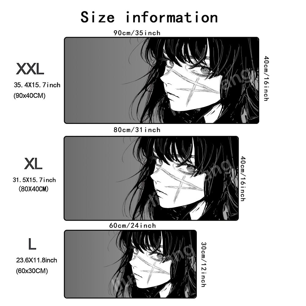 Anime Girl Mouse Pad Large Computer Office Game Table Mat Rubber AntiSlip Stitched Edge Keyboard Mats 90x40 Xxl Desk Pads