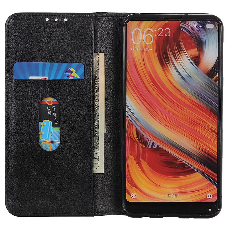 

For Sony Xperia 5 V Split Leather Phone Case Wallet Stand Cover Litchi Texture Protection Shell Black