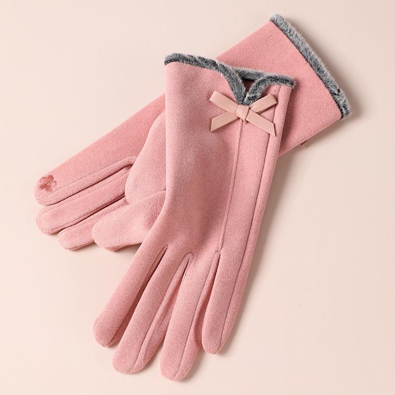 Warm gloves women's winter thickened fresh sheep's nun riding wool mouth cold outdoor windproof heat storage gloves