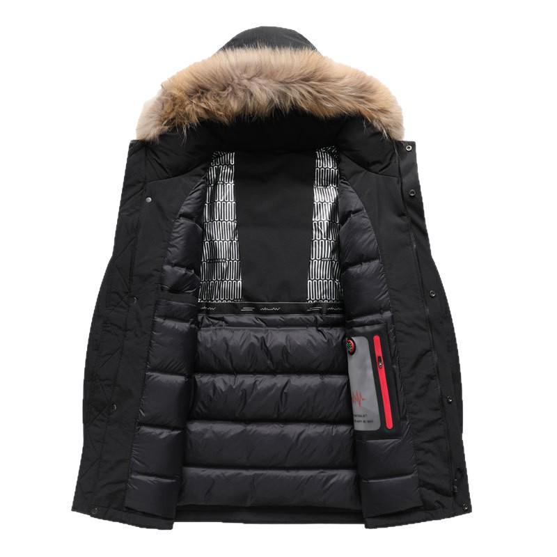 Men's Thick Winter Down Jacket with Fur Collar - Outdoor Sports Parka