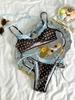 Slim Polka Dot Color Block Open-Back Bandage Bikini