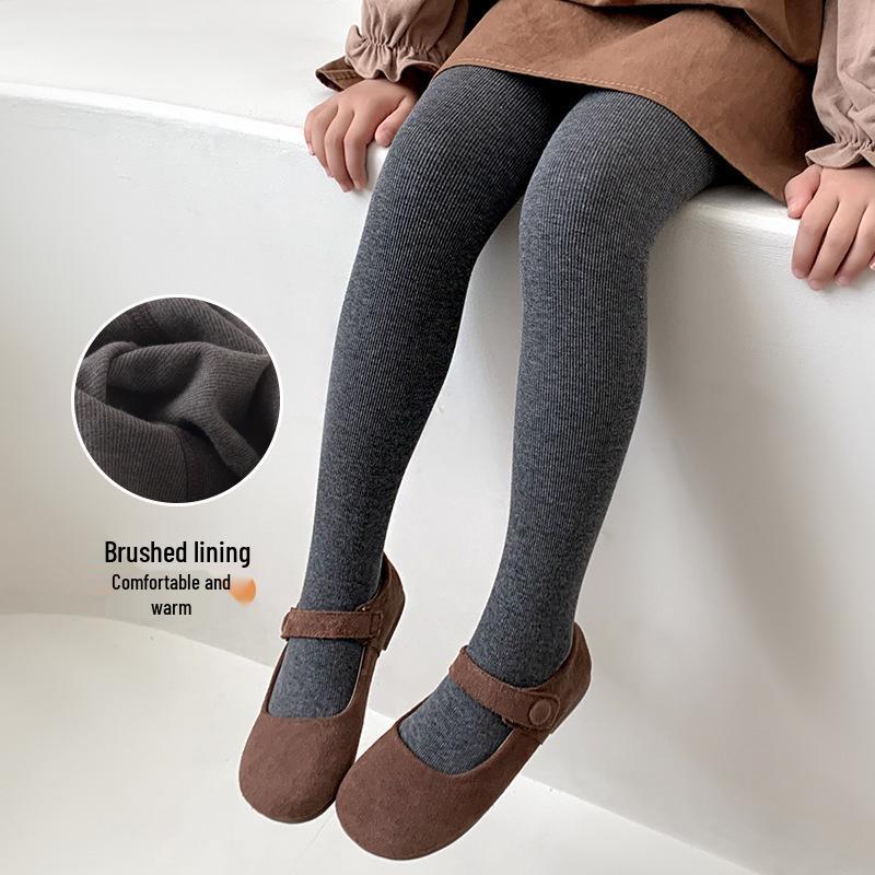Fleece-lined Kids' Pantyhose & Leggings, Non-slip Dance Socks, and Bodysuits for Spring & Autumn.