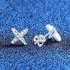 Sterling X-Shaped Cross Earrings With Lab-Created Moissanite Stones Women Minimalist Fashion Jewelry