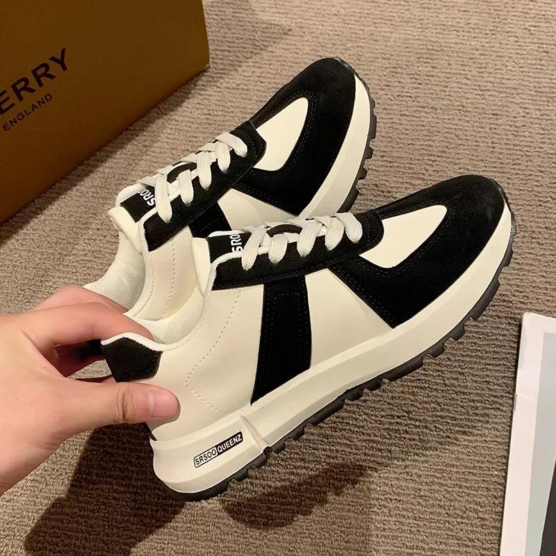 

Модные новые женские кроссовки на шнуровке с круглым носком, женские повседневные спортивные туфли на платформе, дизайнерские брендовые вулканизированные туфли Zapatillas Mujer 35