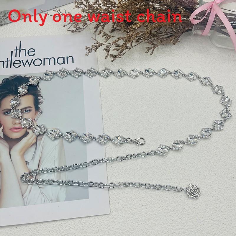 Metal Womens Waist Chain With Rhinestone Decoration For Summer Fashion Accessory серебряный
