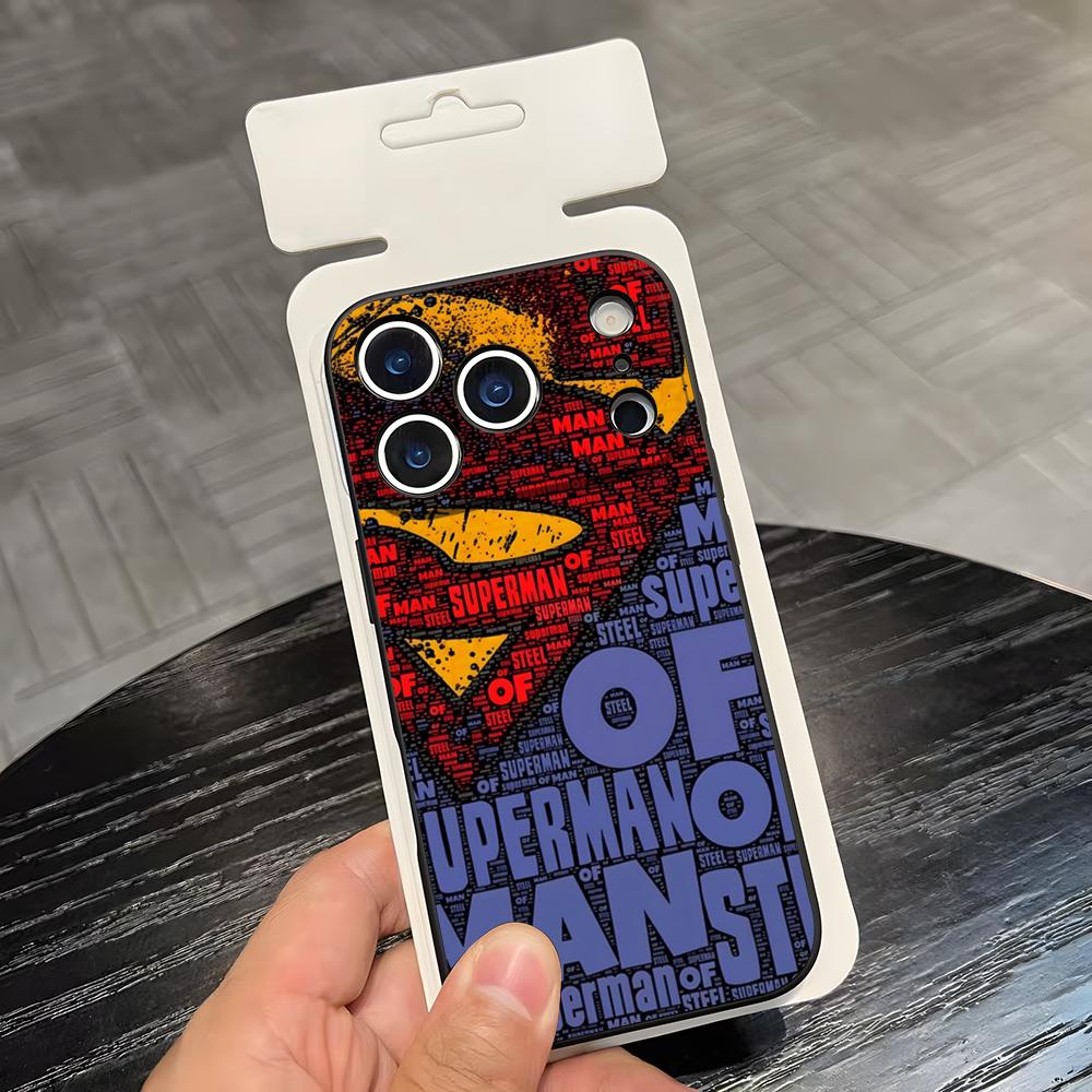 

W-Supermans Phone Case For IPhone 17 Air 16 E Pro Max 15 14 13 Mini 12 Pro 11 Max Plus Black Soft Shell iPhone 16 Pro