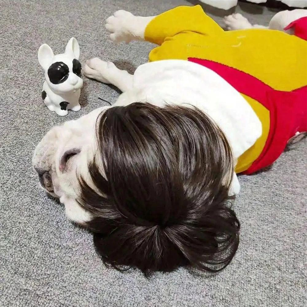 Funny Pet Cosplay Wig Short Dog Costume Wig Pet Decorations Cats Hair Hat Costumes Head Accessories Halloowen Christmas Supplies
