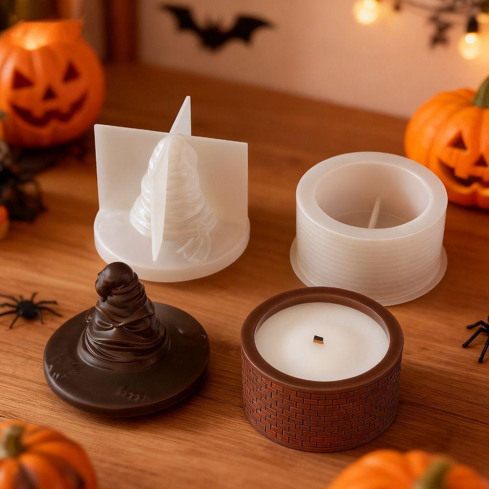Silikonová forma na svíčku ve tvaru čarodějnického klobouku s víčkem Sádrová forma Kreativní forma na pryskyřici Domácí dekorace