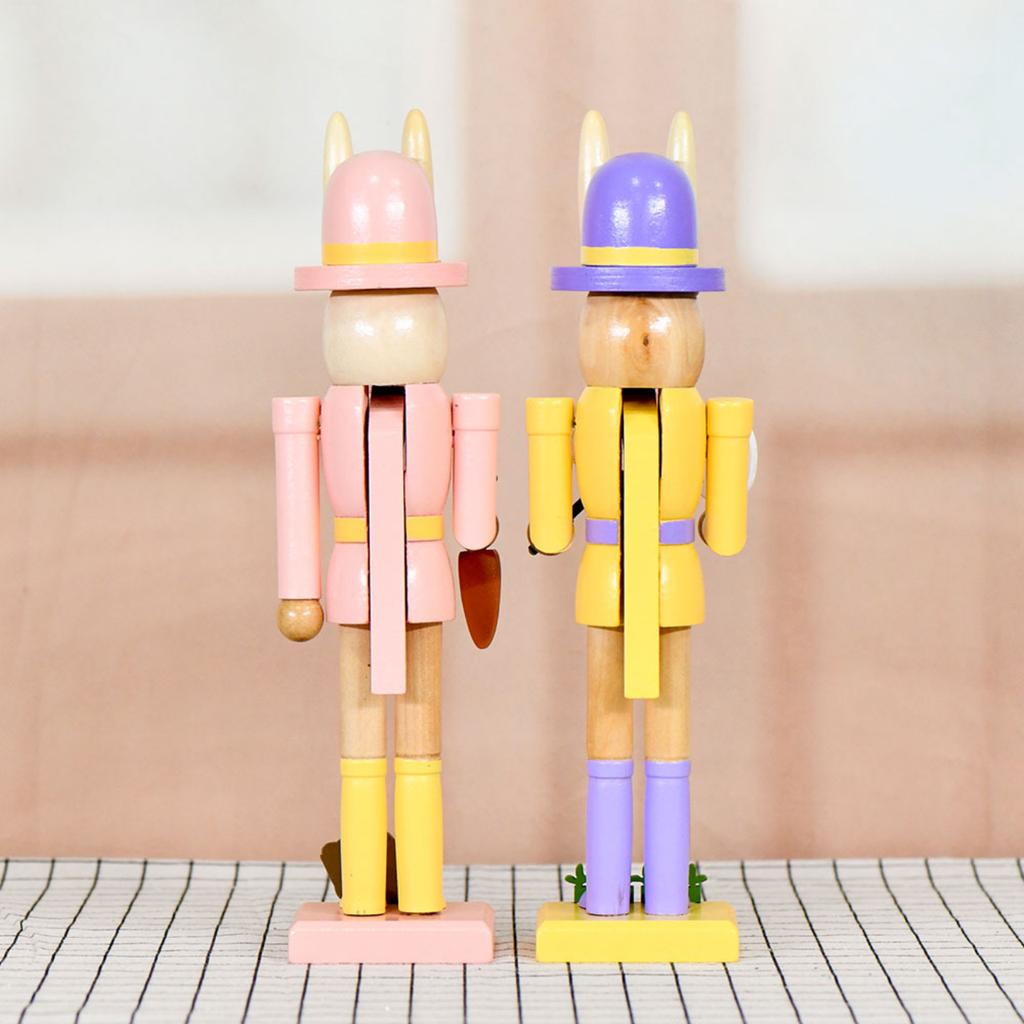 30CM Osterhase Kreativer Nussknacker Soldat Massivholz Dekoratives Geschenk Ornament