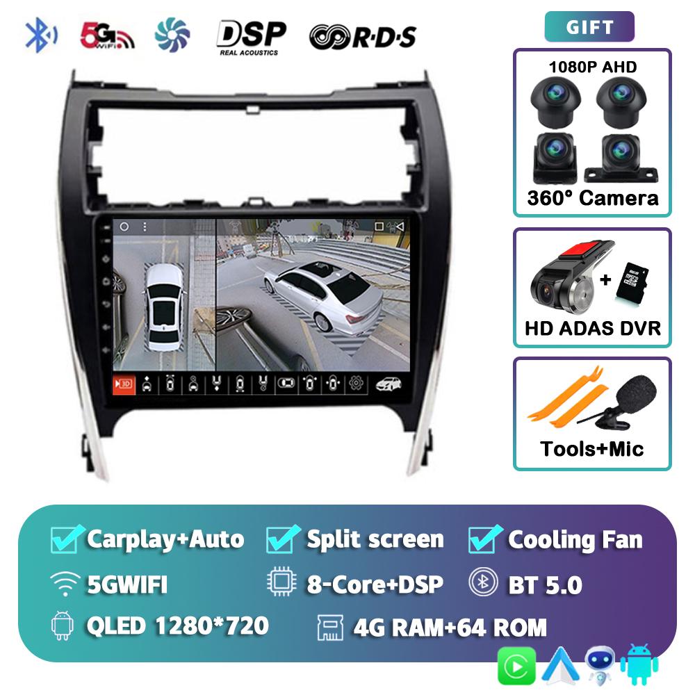 Android 14 Auto Carplay Car Radio For Toyota Camry 7 XV 50 55 US Version 2011 - 2017 Multimedia Player Stereo GPS DSP 2Din Audio