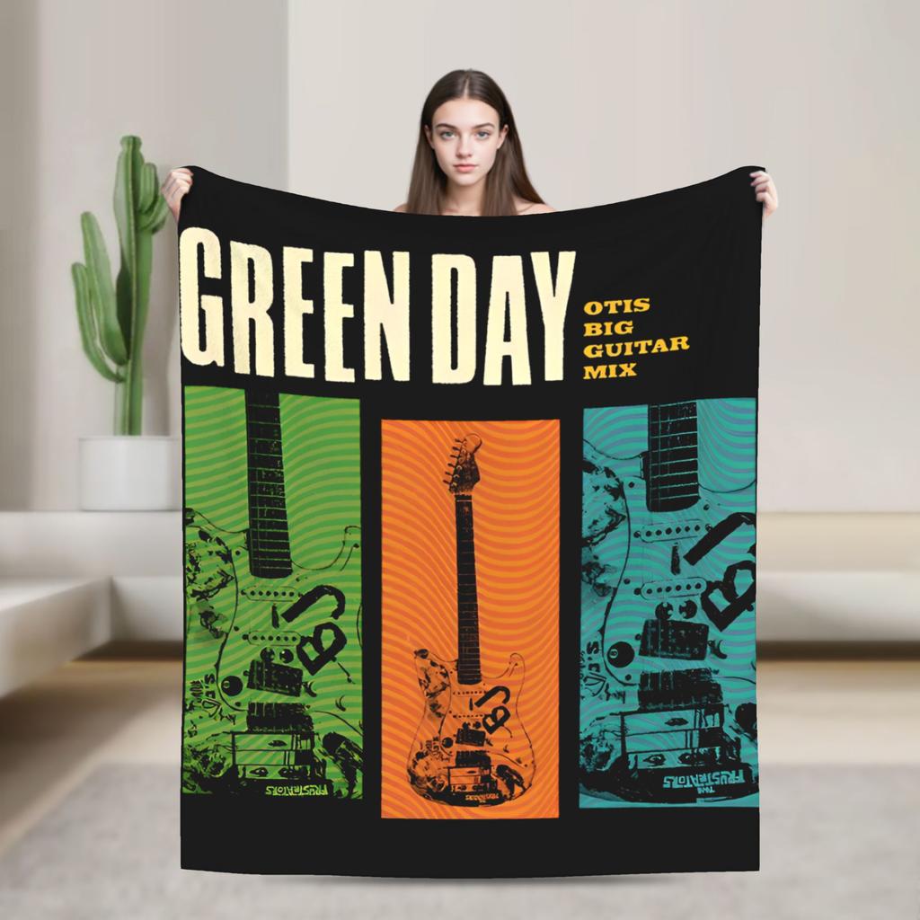 Punk Greens Days Decke Fleece Musik Leicht Dünn Überwurfdecke für Outdoor Reisen Schlafzimmer Steppdecke