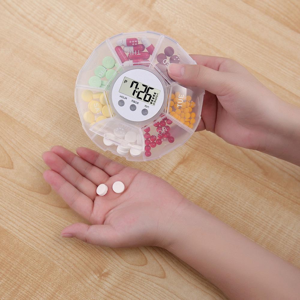 Portable 7-Compartment Weekly Pill Box with Electronic Sealed Design