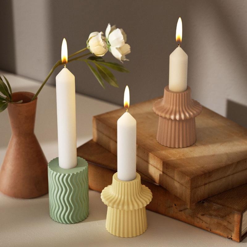 Creative Candle Holders Silicone Molds Premium Silicone Mold For Individualized Striped Candle Holder Ornament Creation