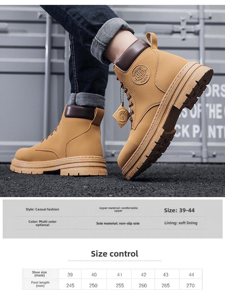 Men's Autumn Martin Boots: High-Top British Style Work Boots, All-Match Korean Trend.
