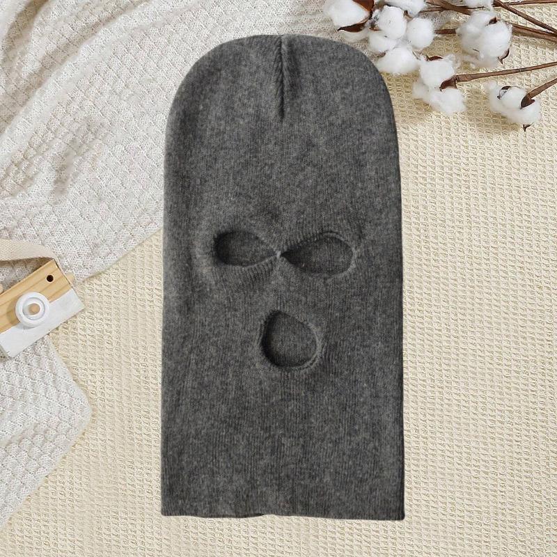 Warm cycling headgear Three-hole knitted hat Outdoor wool hat Outdoor windproof ski hat