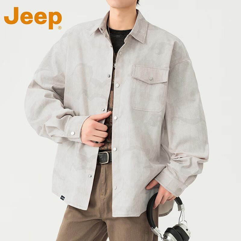 JEEP Men s 2025 A/W Simple Tie-Dye Lapel Shirt Jacket 2XL