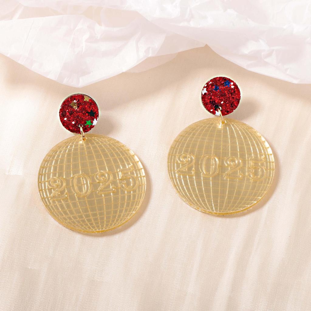 Geometric Round Acrylic Christmas Earrings