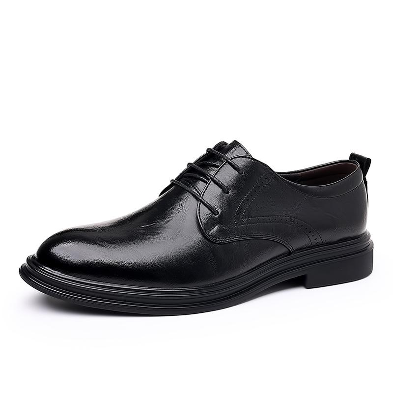 Men's Genuine Leather Shoes Brand Men's Business Shoes Conference Banquet Dress Shoes Pointed Men's English Style Casual Shoes