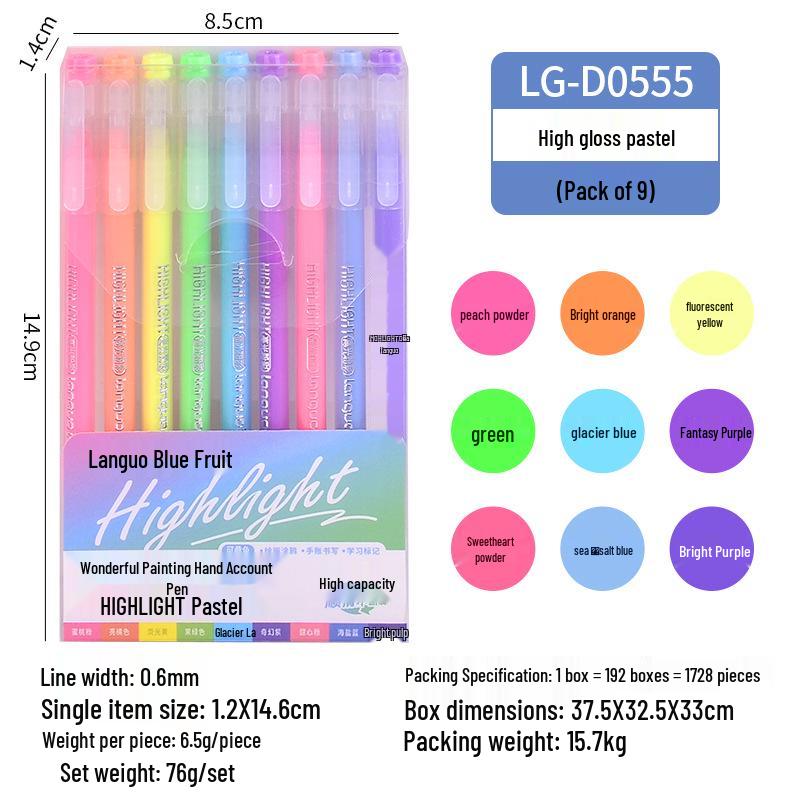 Morandi Color Planner Pen Set: Large Capacity Gel Pens with Needle-tip for Students and Drawing, Fluorescent Blue Fruit 0551.