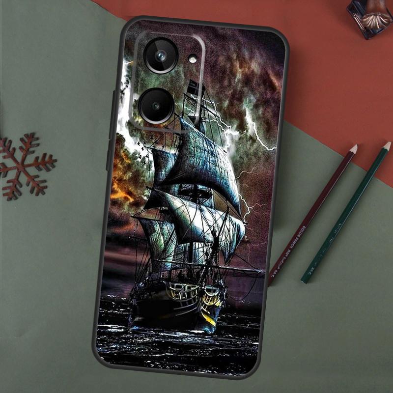 Sailing Ship Pirate Ship Case For Realme C55 C51 C75 C63 C61 C53 C35 C65 C67 C71 11 12 13 14 15 Pro Plus GT6 GT7 Pro