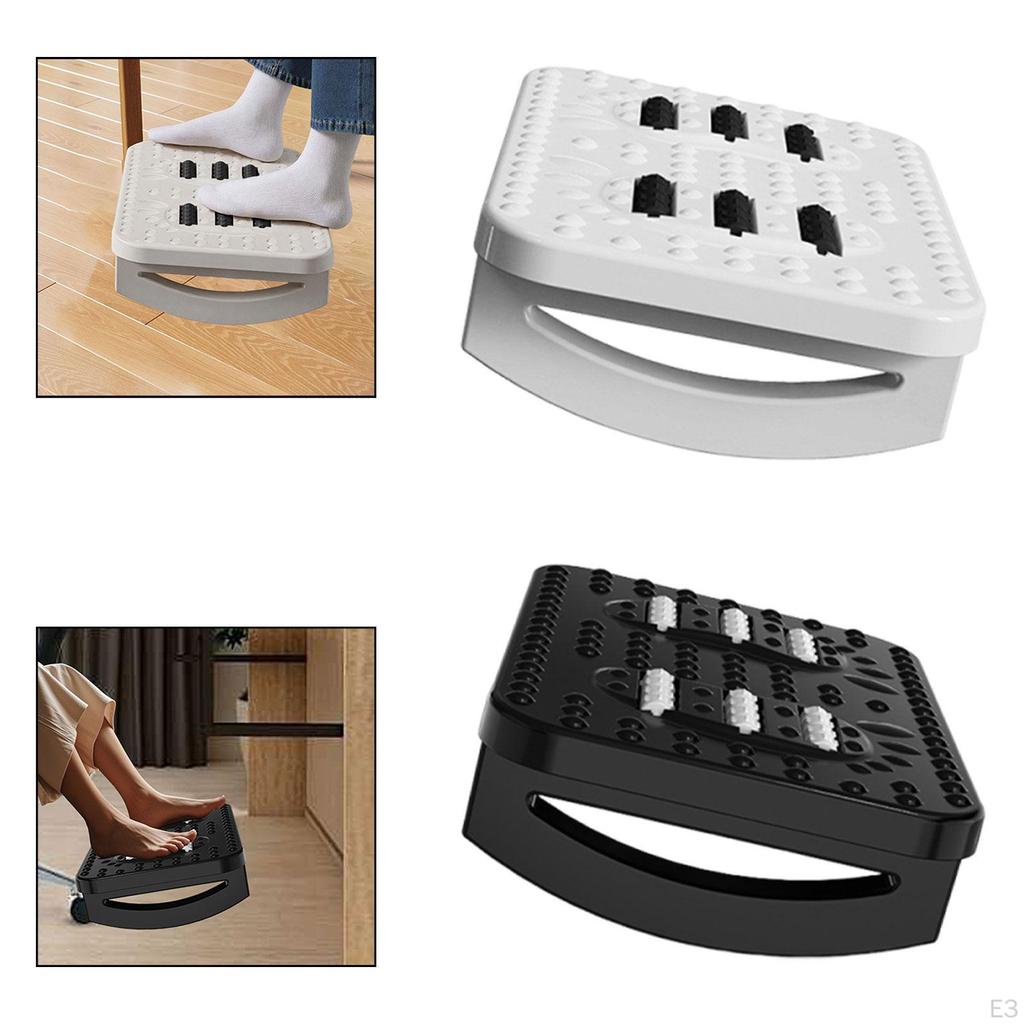 180° Adjustable Office Footrest, Double Row Massage Rollers, Textured Surface, Non-Slip