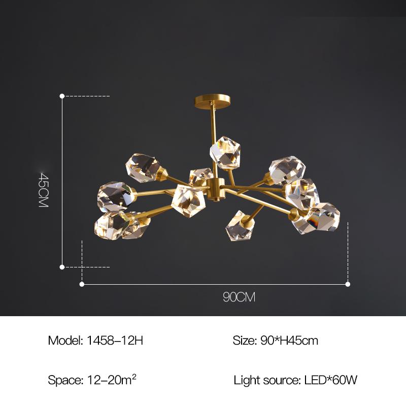 Modern Luxury Style LED Chandelier For Living Room Bedroom Dining Room Kitchen Ceiling Lamp Gold Copper Crystal G9 Pendant Light