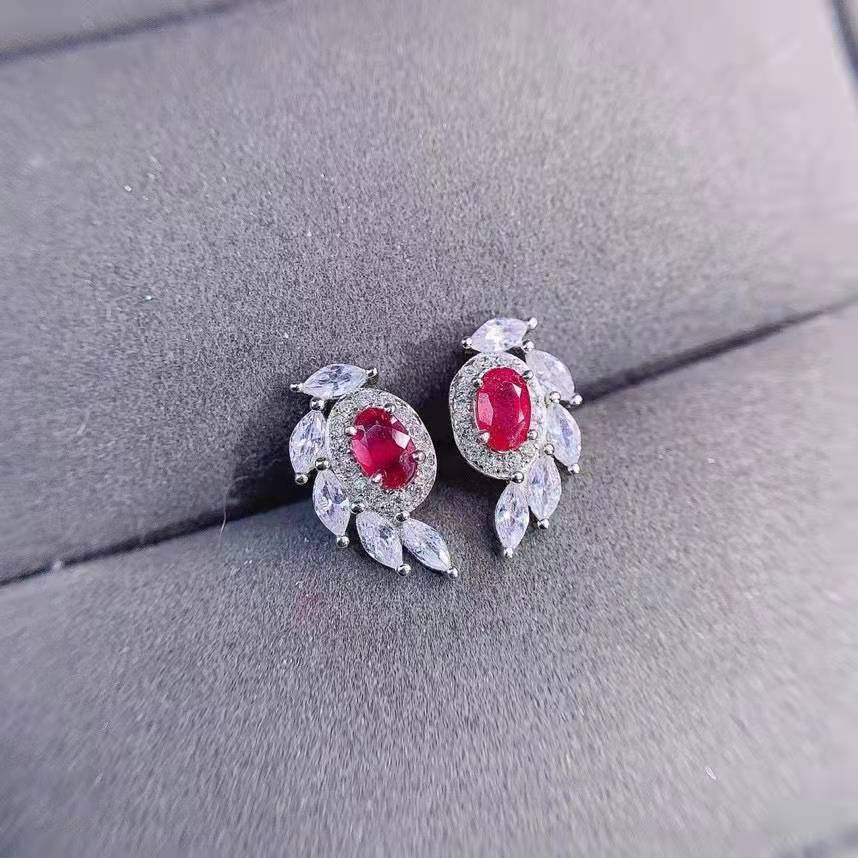 Cercei cu piatră prețioasă roșie granat natural pentru femei Bijuterii de lux de înaltă calitate Cercei pentru nunta granat strălucitor 925
