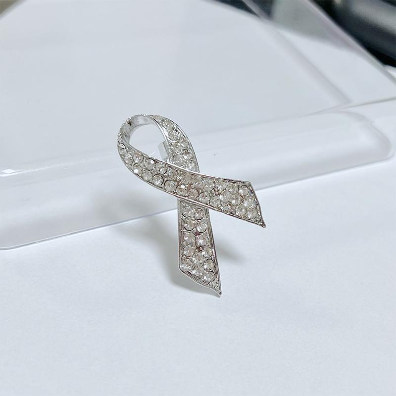 Simple Alloy Black White Ribbon Pin Badge Brooch Funerals Memorial Pin Mourning Badge Suit Clothing Jewelry Accessories
