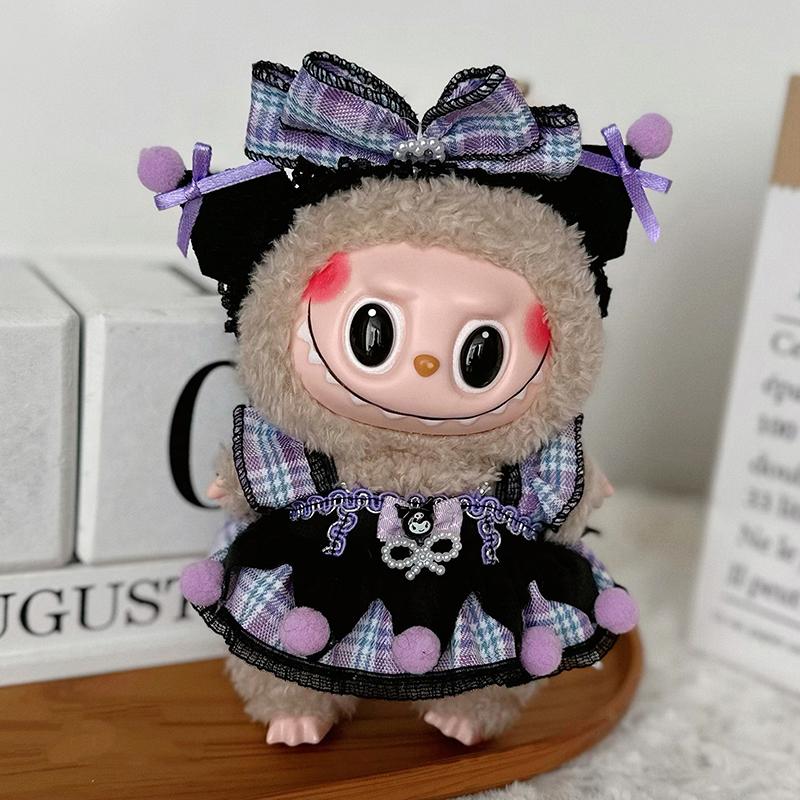 For 17Cm Labubu V2 V1 Doll Dress Clothes Outfit Accessories Idol Doll Clothing for Kid Gift Labubu Pendant Clothes