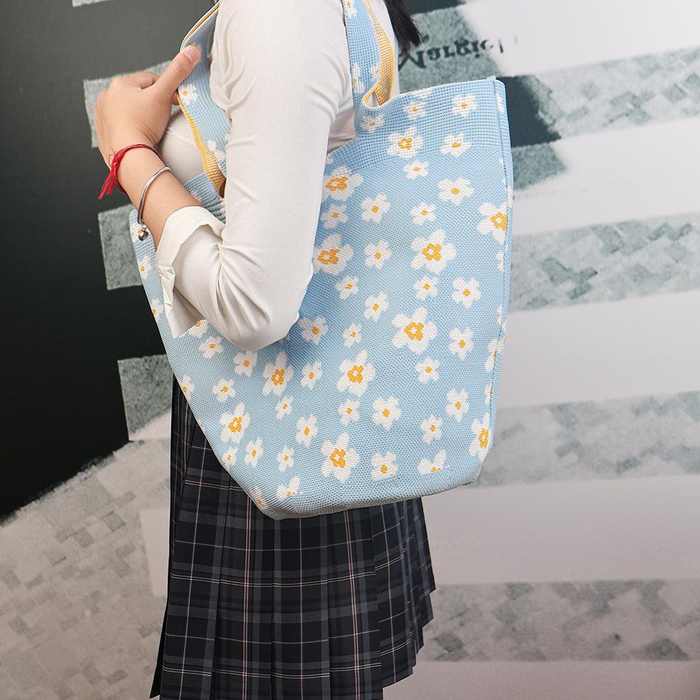

Floral handbag bag women s high-end canvas knitted women s bag large capacity underarm shoulder bag casual bags