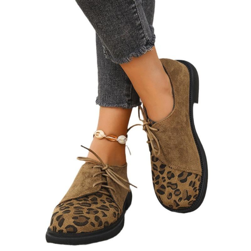 Large size platform women's spring and autumn new thick heel lace-up fashionable versatile and comfortable small leather shoes