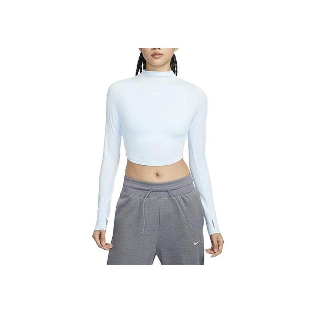 

Nike Dri-Fit One Luxe однотонная облегающая укороченная быстросохнущая футболка с длинным рукавом женские топы фиолетово-синего цвета FB5277-423 XL
