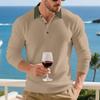 Spring and Autumn New Product  Heavyweight Men's Loose Hollow Holiday Casual Lapel POLO Shirt Long Sleeve