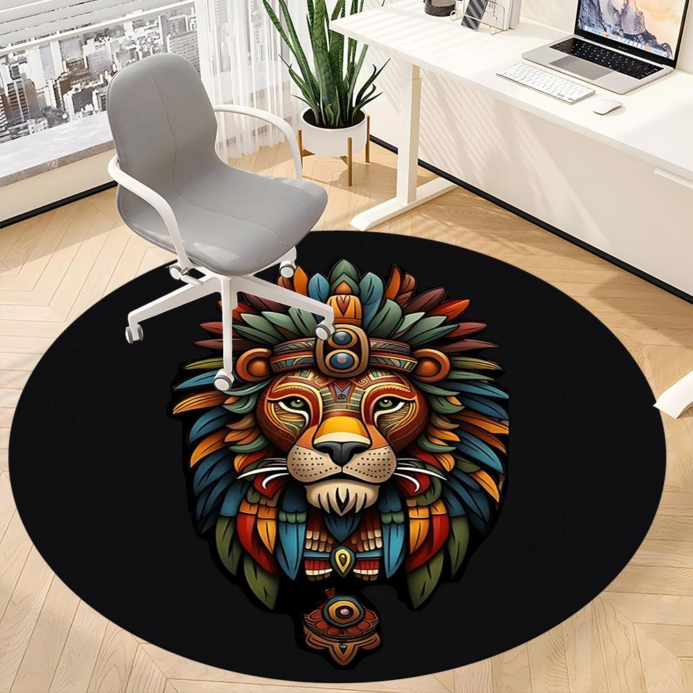 1pc Lion Feather Office Round Area Rug, Under Office Chairs Bedroom Living Room Home Decor, Room Deco, Available in Various Sizes