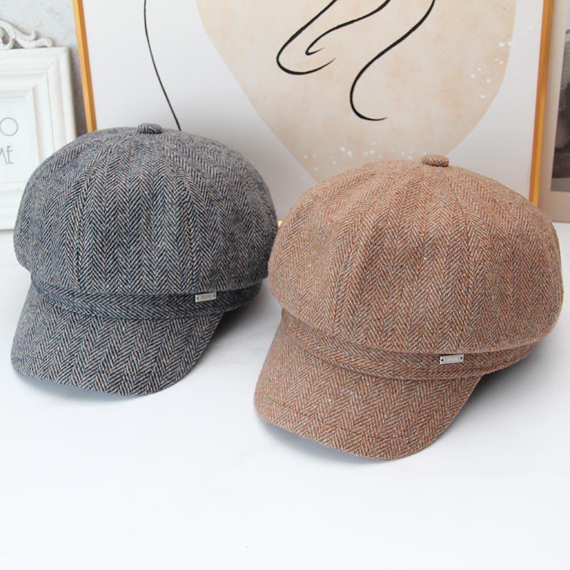 New octagonal hat British retro newsboy hat children autumn and winter warm versatile woolen duck tongue painter beret