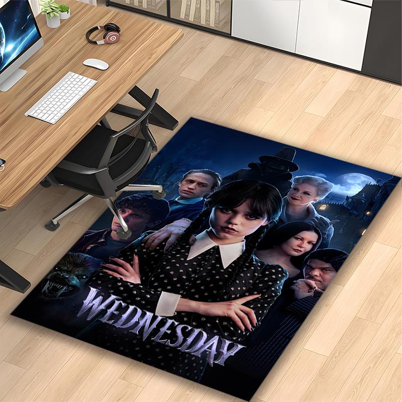 1pc Dark Wednesday Portrait Printed Chair Rug for Home Office Use, Living Room Kitchen Game Room Area Carpet