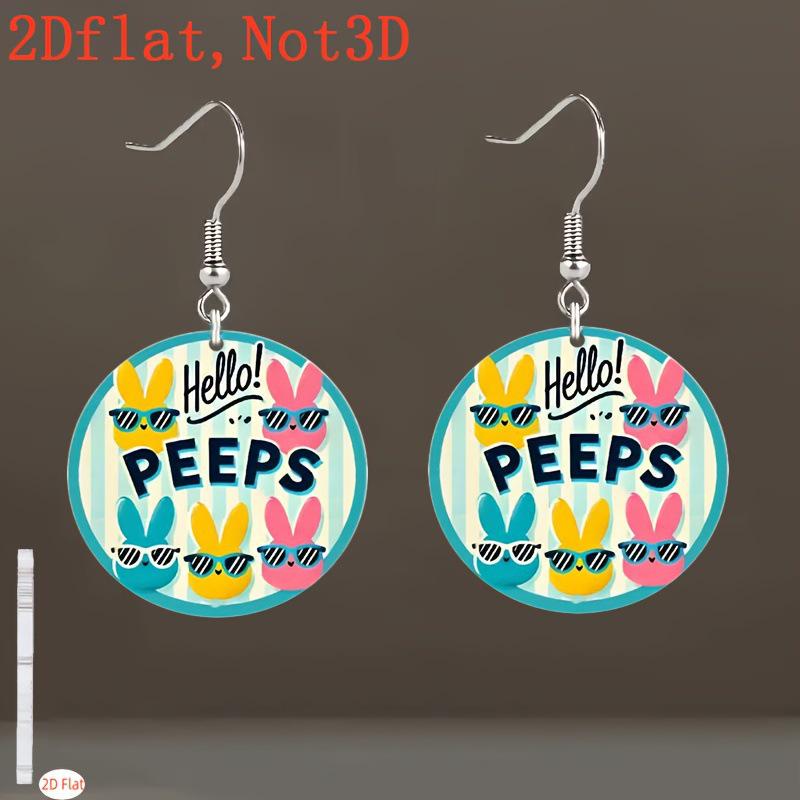 Acrylic Easter Bunny Pattern Pendant Earrings for Women Single without Ear Hook